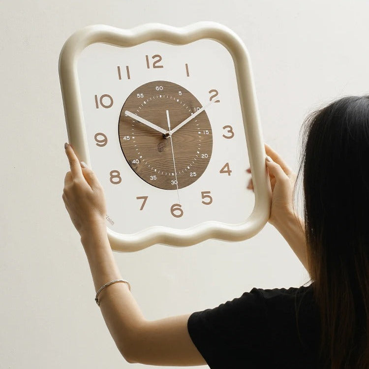 Cream Frame Square Wall Clock – product view 2