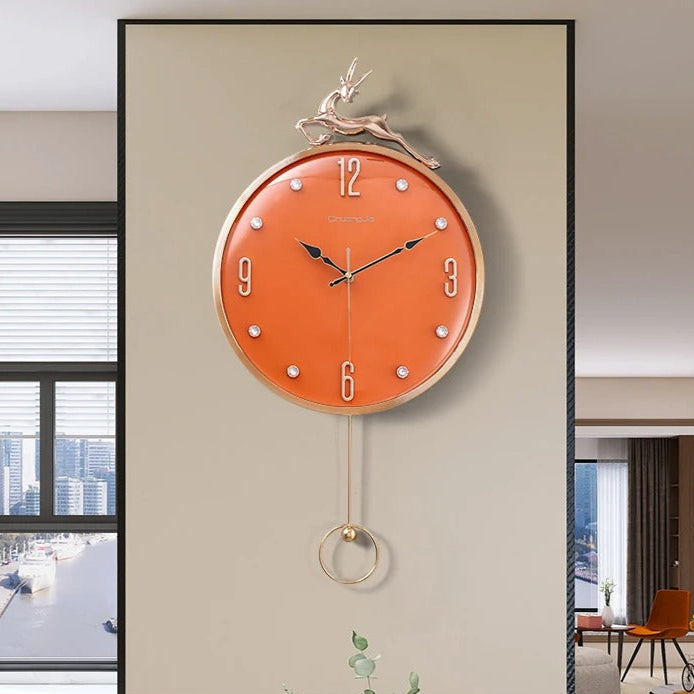 Crystal Deer Golden Pendulum Wall Clock – product view 7