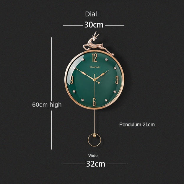 Crystal Deer Golden Pendulum Wall Clock – product view 9