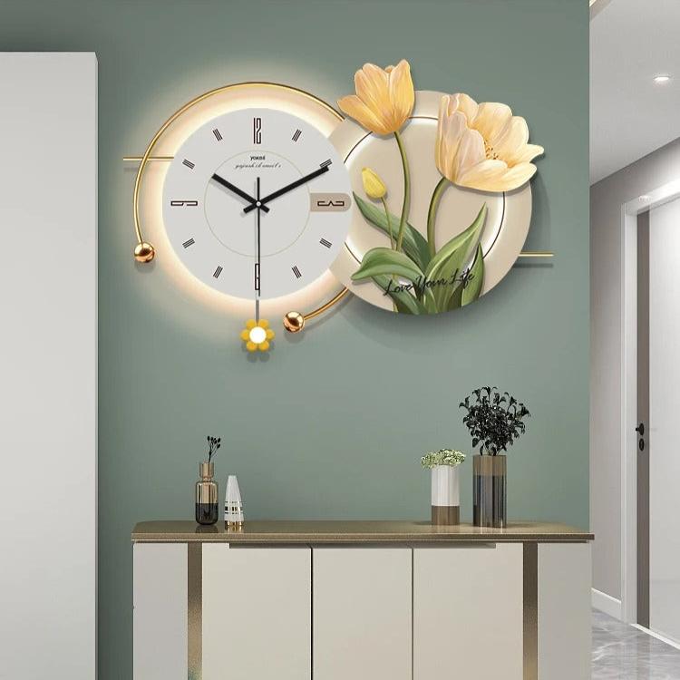 Tulip Flower Wall Clock for UK interiors