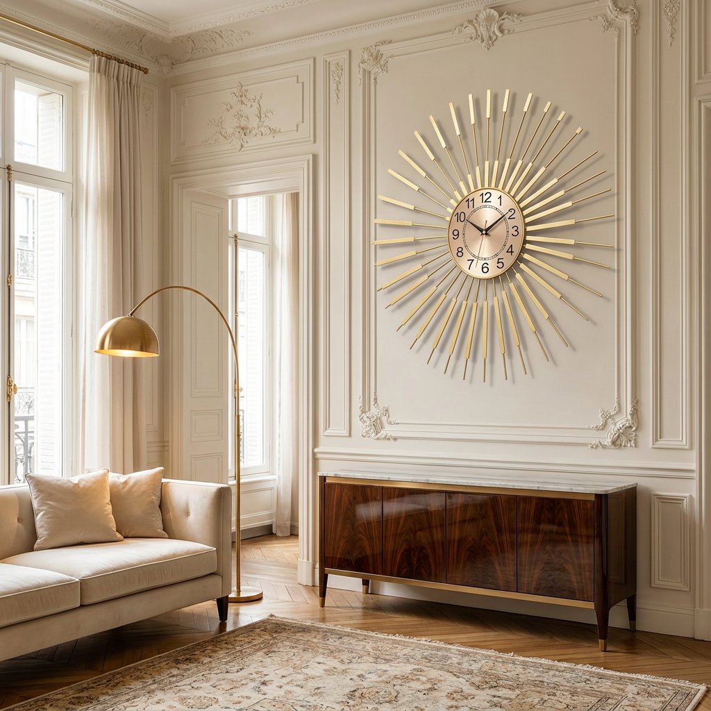 Decorative Golden Sun Wall Clock – product image