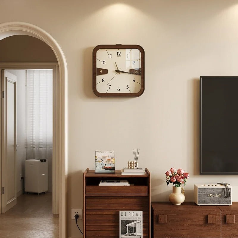 Designer Square Wooden Wall Clock – product image