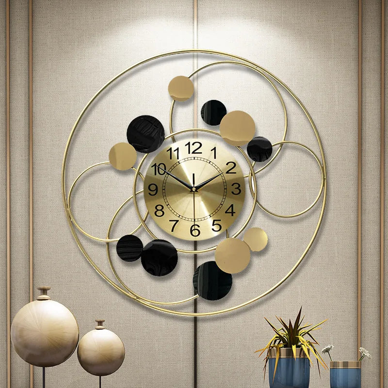 Dynamic Gold Circle Metal Wall Clock – product image