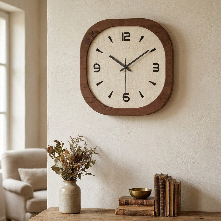 Elegant Minimalist Square Wooden Wall Clock – product image