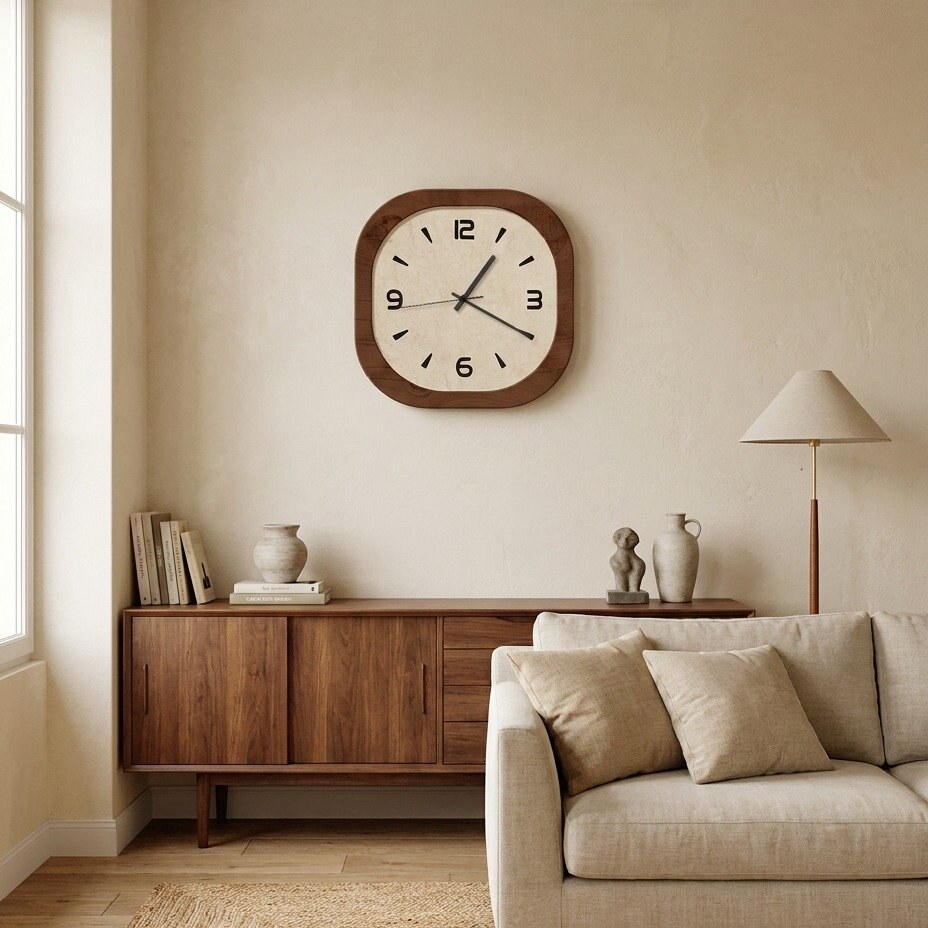 Elegant Minimalist Square Wooden Wall Clock – product view 2