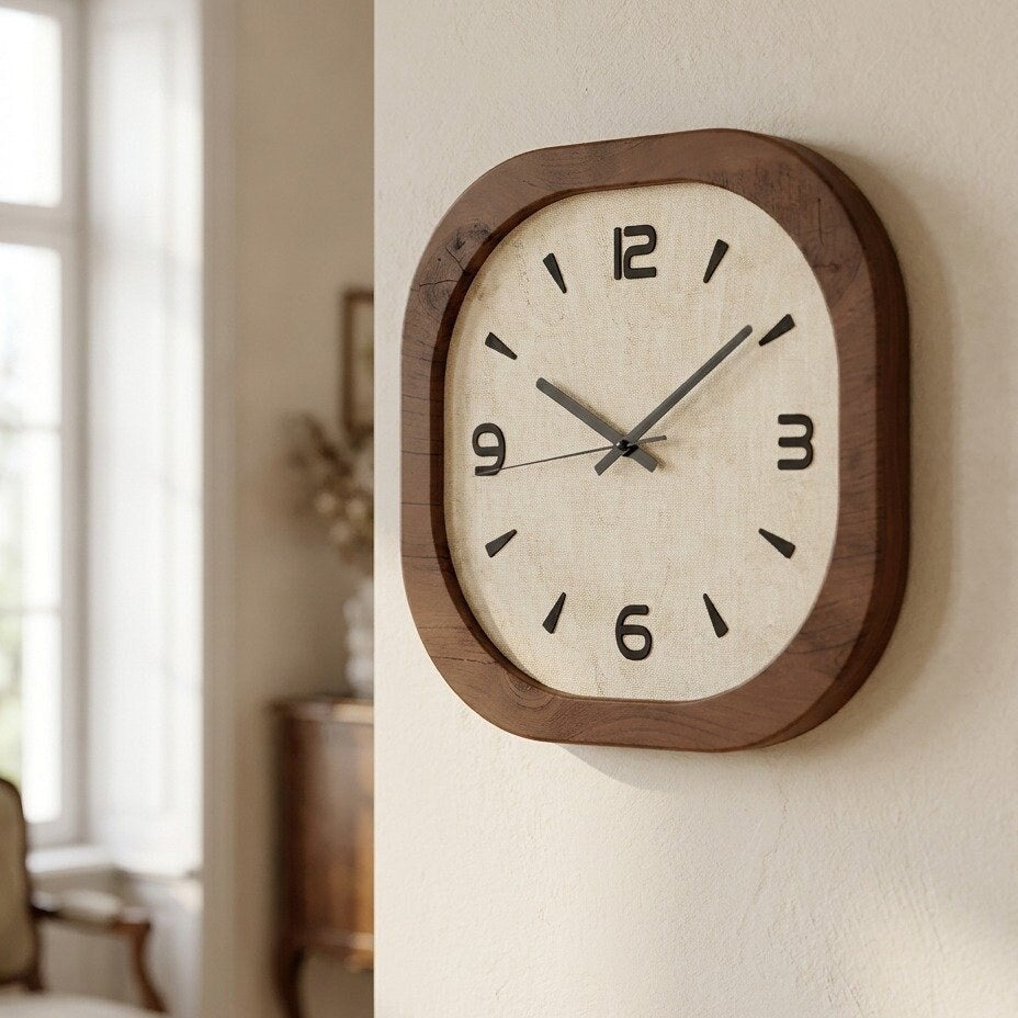 Elegant Minimalist Square Wooden Wall Clock – product view 3