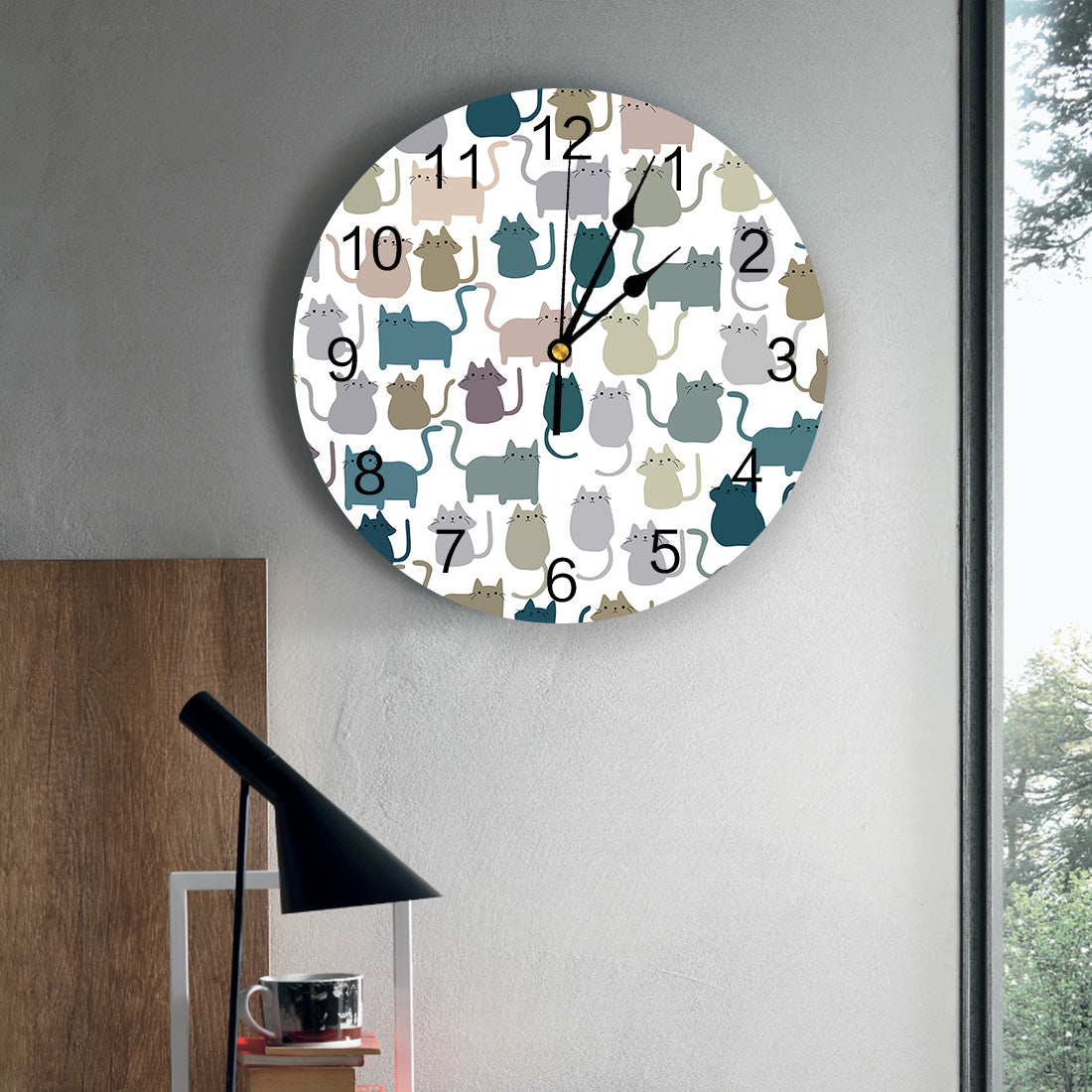 Feline Pattern Wall Clock – product image