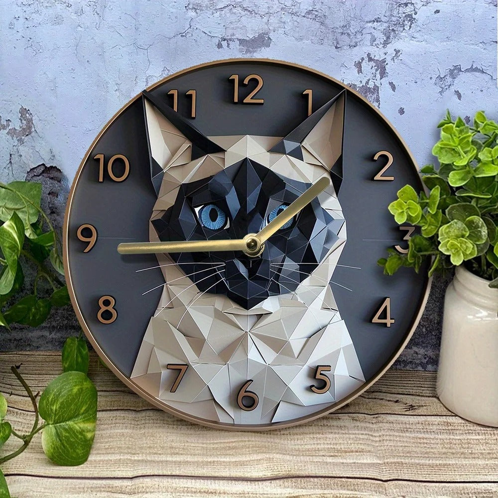 Geometric Cat Wall Clock – product image