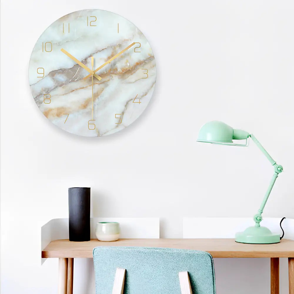 Glass Designer Wall Clock – Blue Roman Numerals