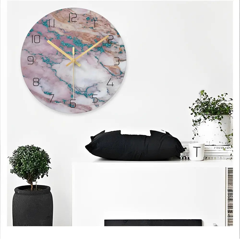 Glass Designer Wall Clock – Blue Arabic Numerals 1