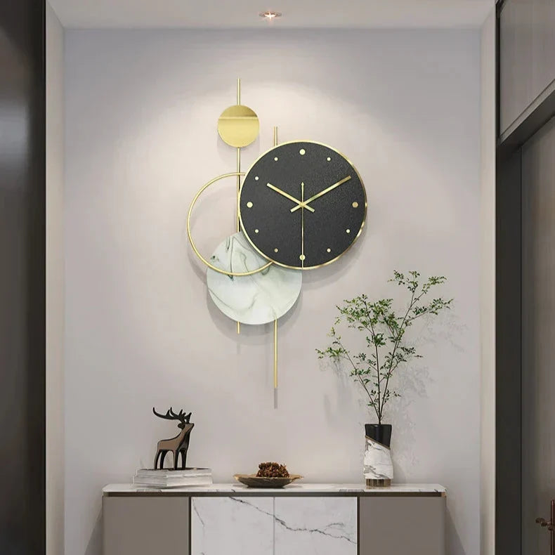 Gold Circle and Marble Wall Clock – product image