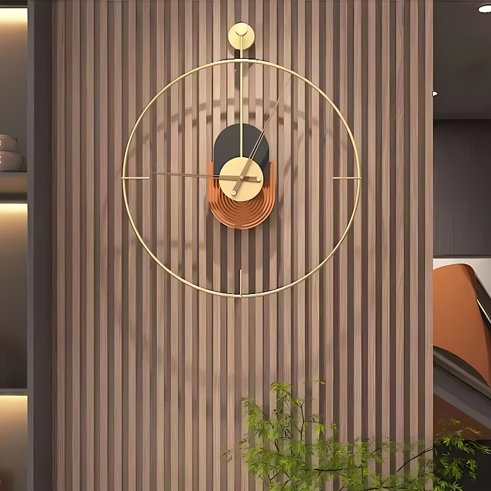 Gold Metal Abstract Circle Wall Clock – product view 2