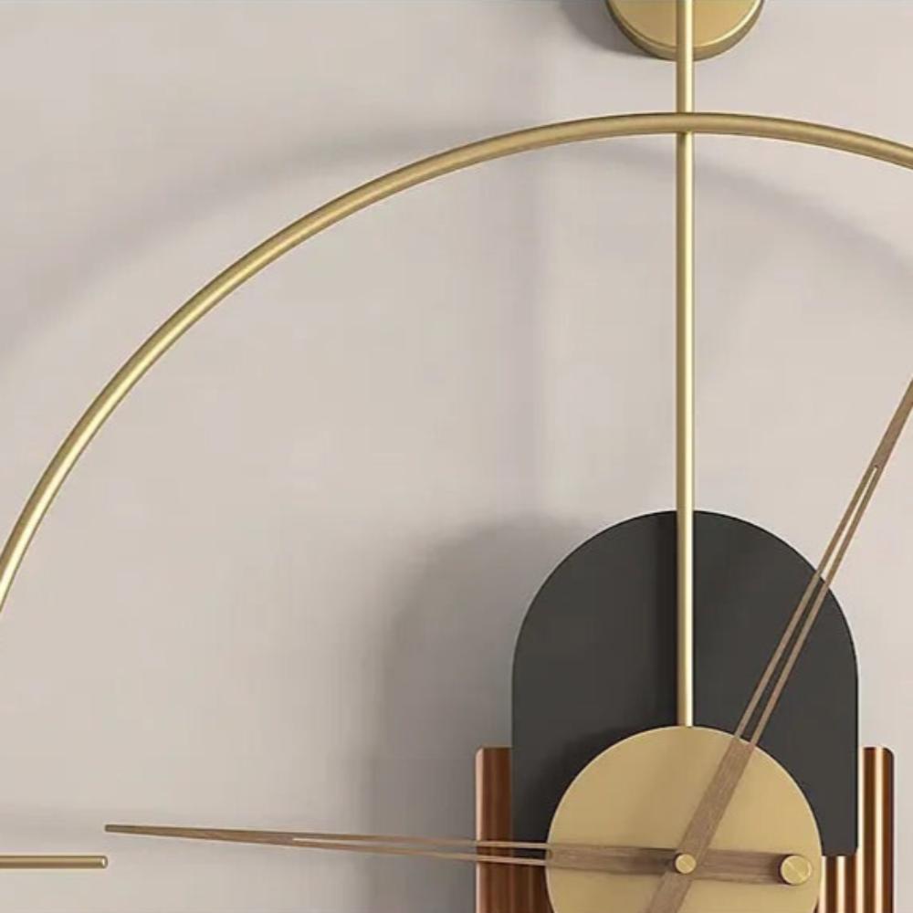 Gold Metal Abstract Circle Wall Clock – product view 4