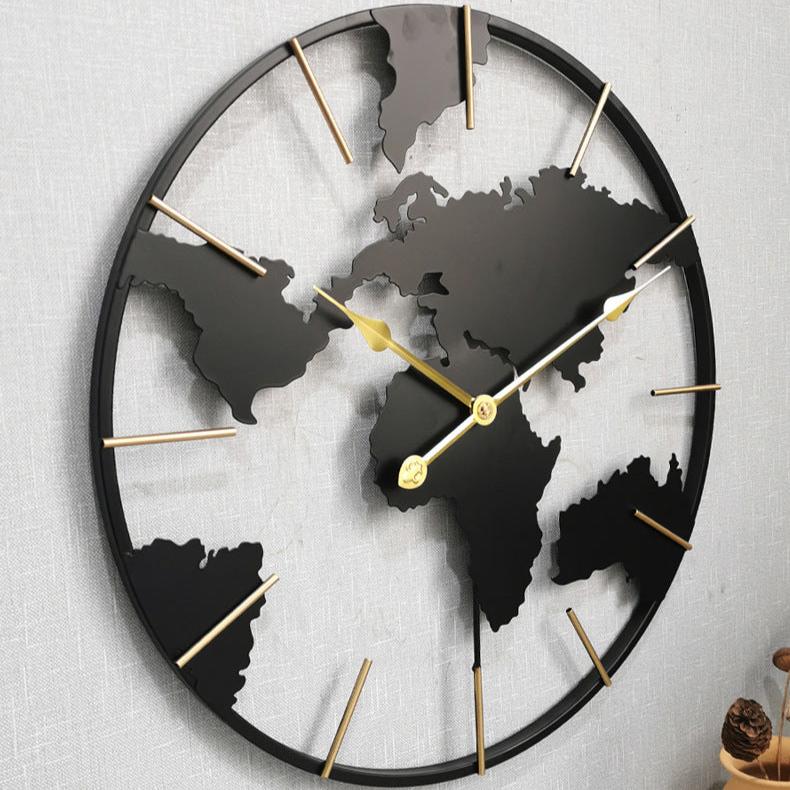 Gold World Map Wall Clock – product view 5