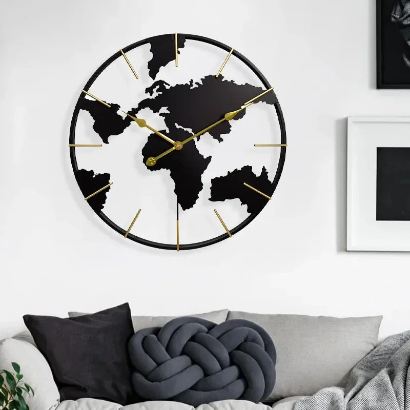 Gold World Map Wall Clock – product view 7