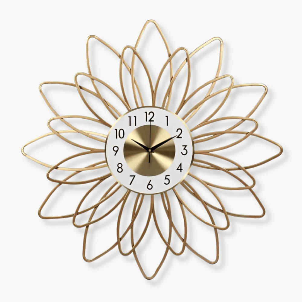 Golden Flower Wall Clock – 54 cm