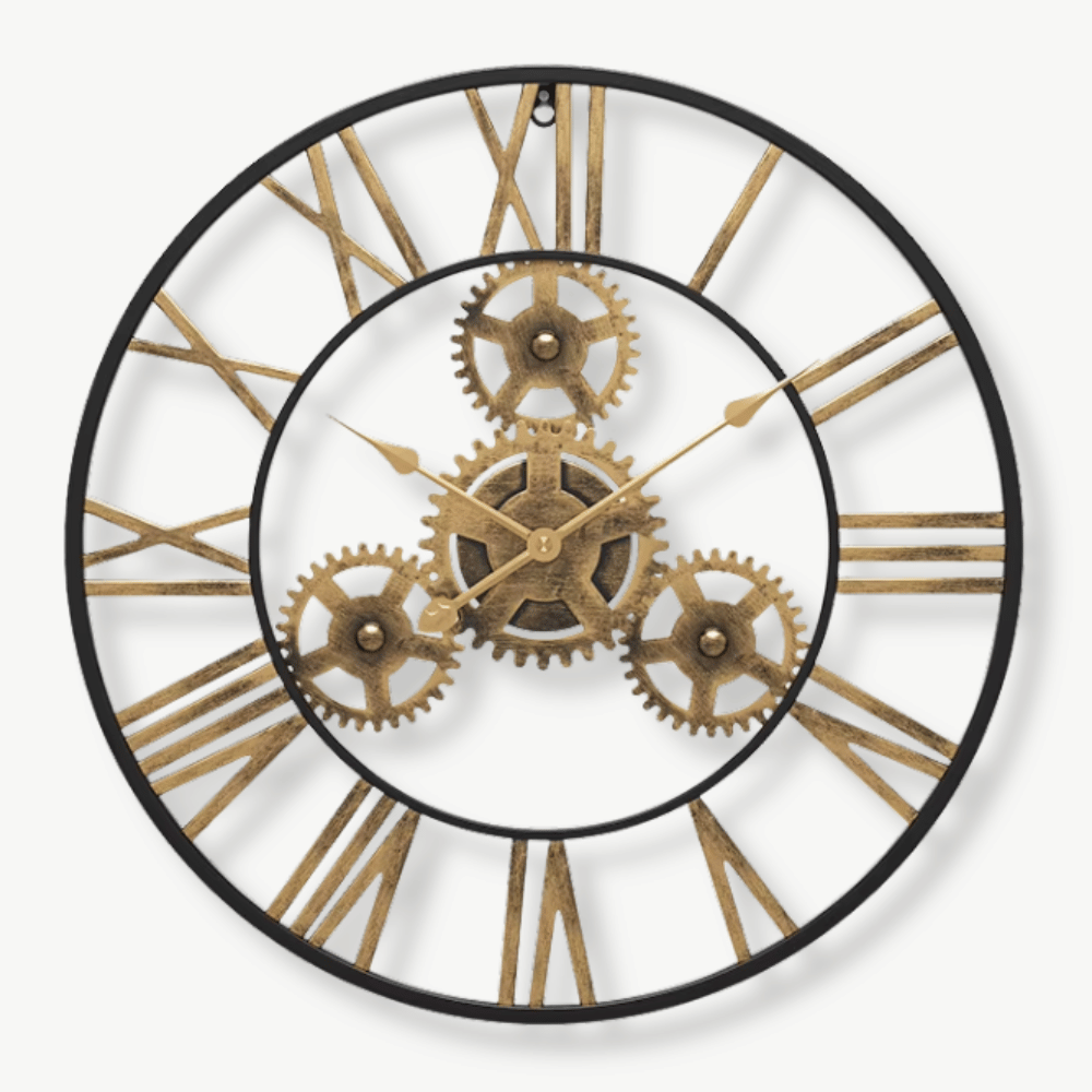 Golden Gears Wall Clock – 50 cm