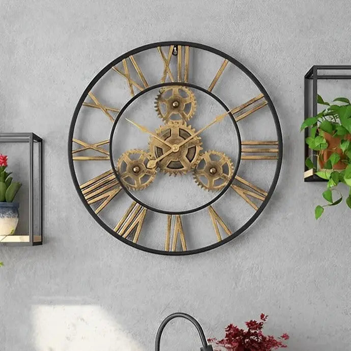 Golden Gears Wall Clock – 60 cm