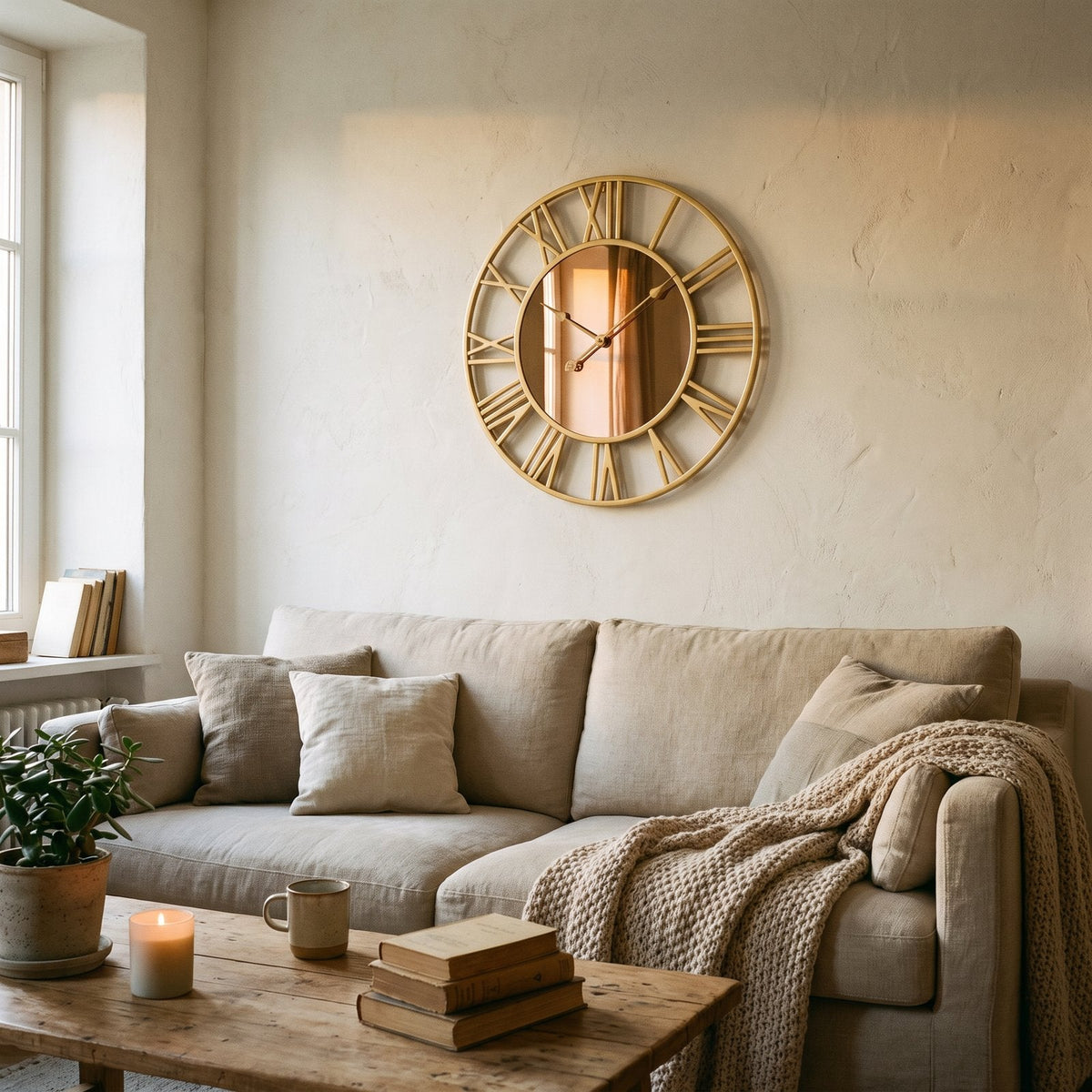 Golden Mirror Wall Clock – product image