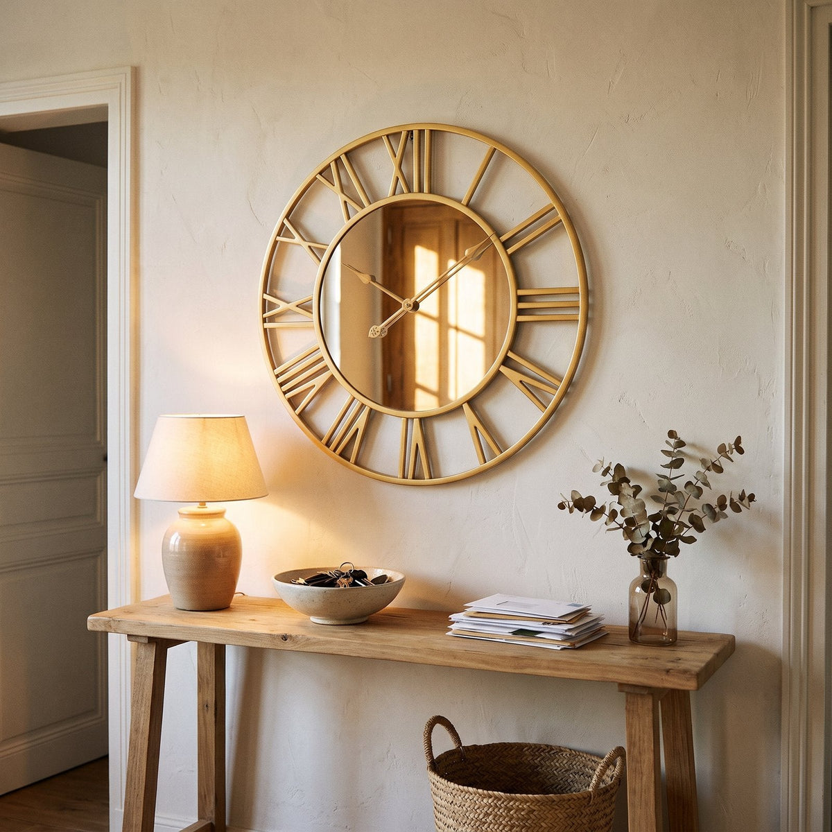 Golden Mirror Wall Clock – product view 2