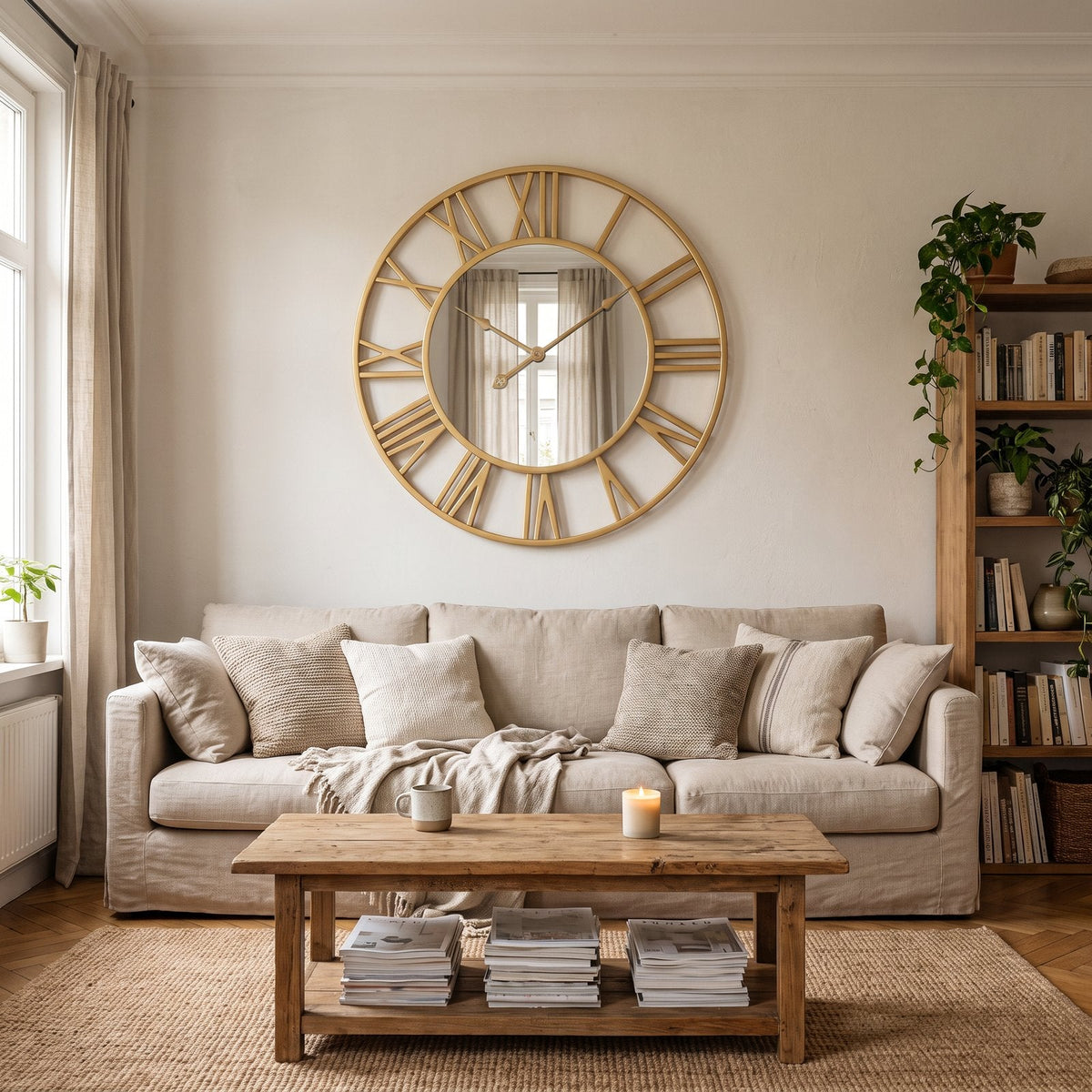 Golden Mirror Wall Clock – product view 3