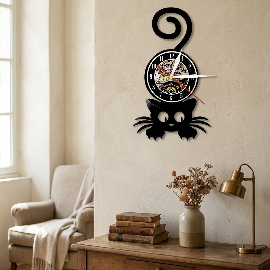 Gothic Cat Wall Clock – product image