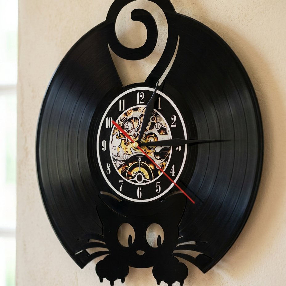 Gothic Cat Wall Clock – product view 3