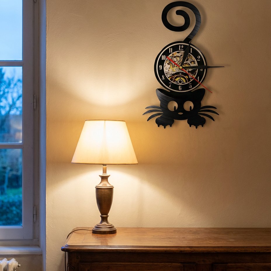 Gothic Cat Wall Clock – product view 4