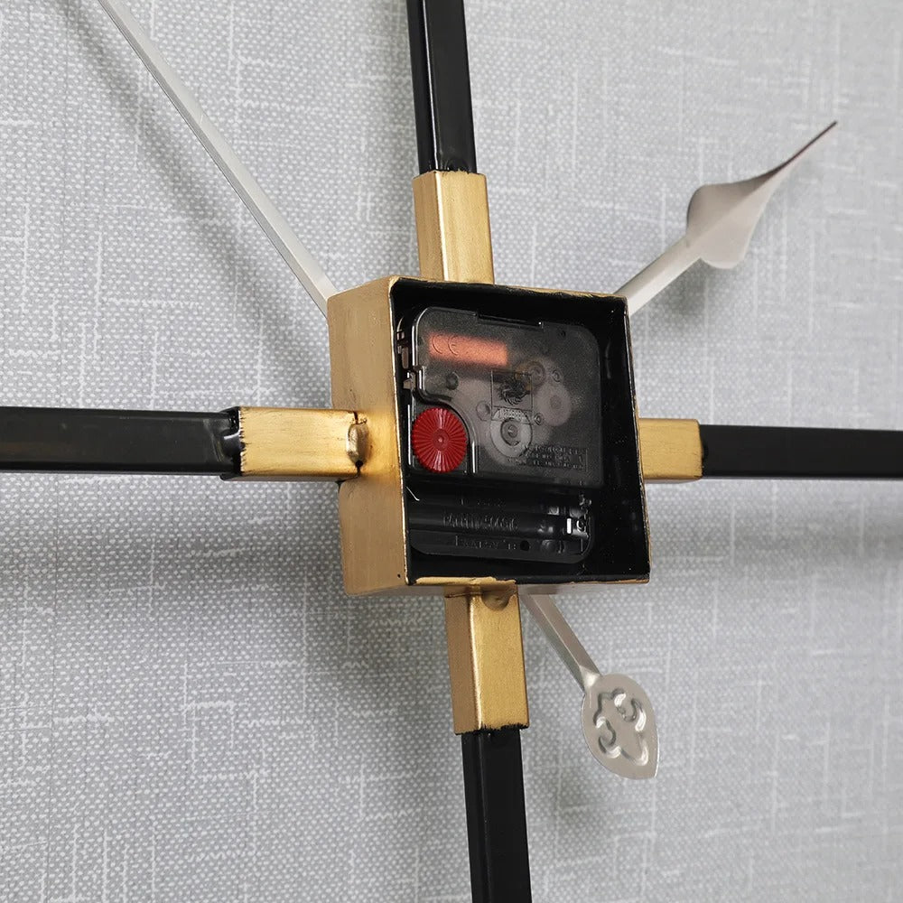 Black and Gold Square Metal Wall Clock for UK interiors