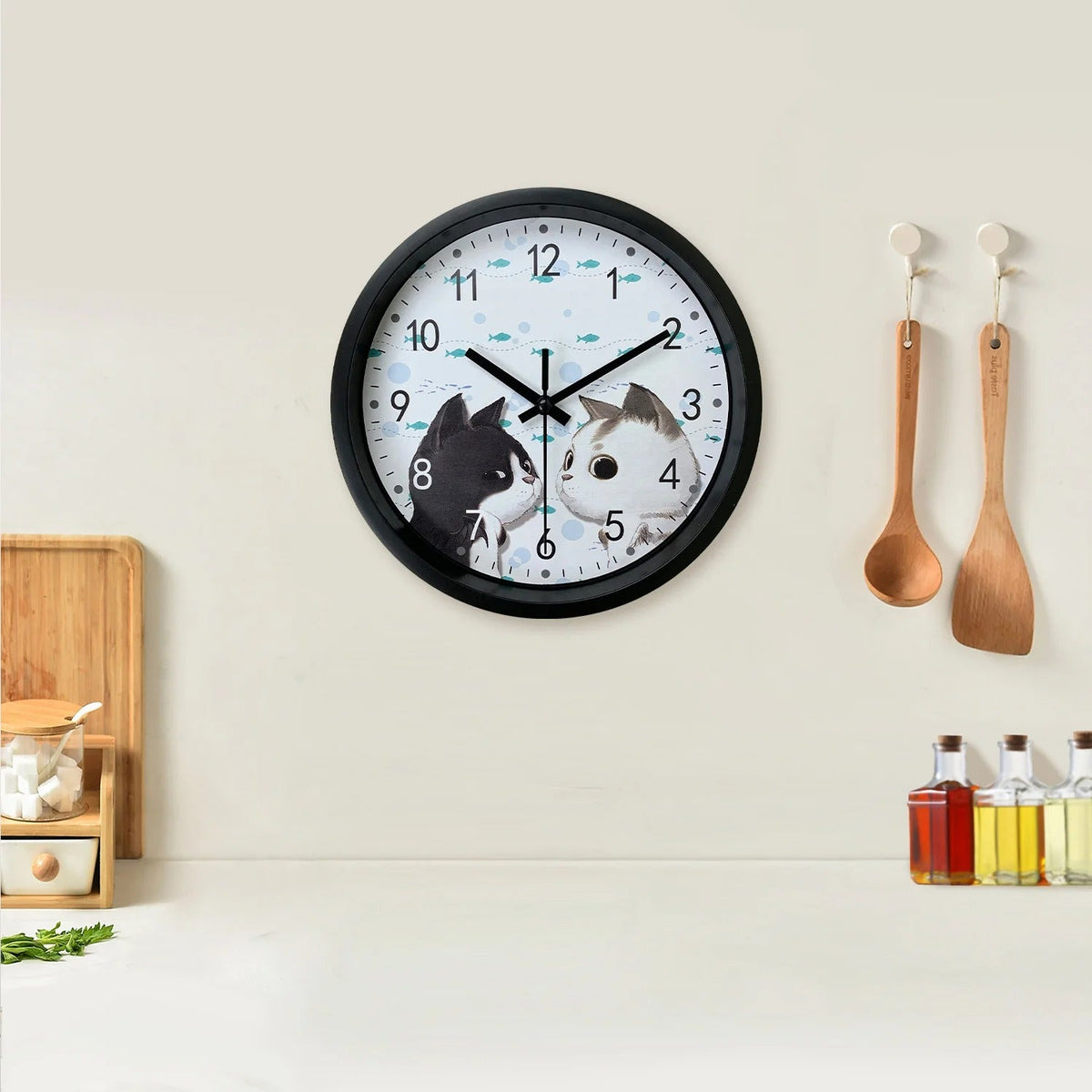 Graphic Cats Wall Clock – product view 2
