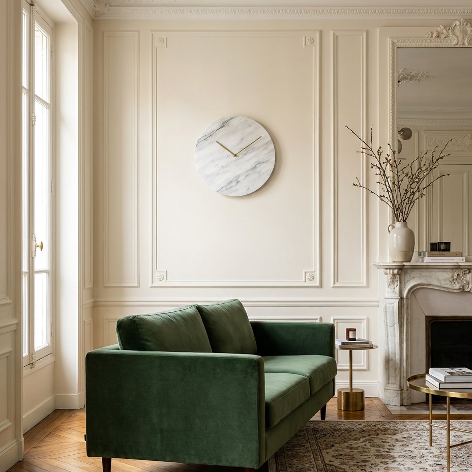 Green Marble and Gold Wall Clock – product view 2
