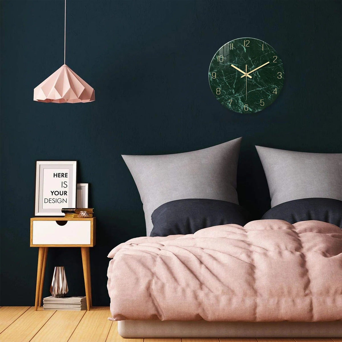 Green Marble Wall Clock – product view 2