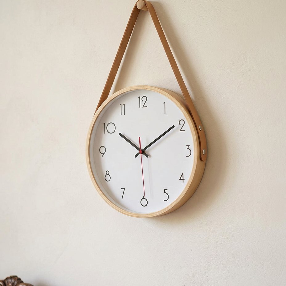 Hanging Leather Wall Clock – product image
