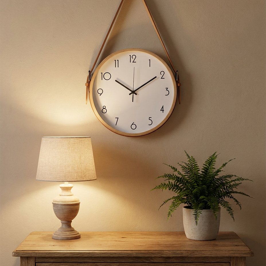 Hanging Leather Wall Clock – product view 3