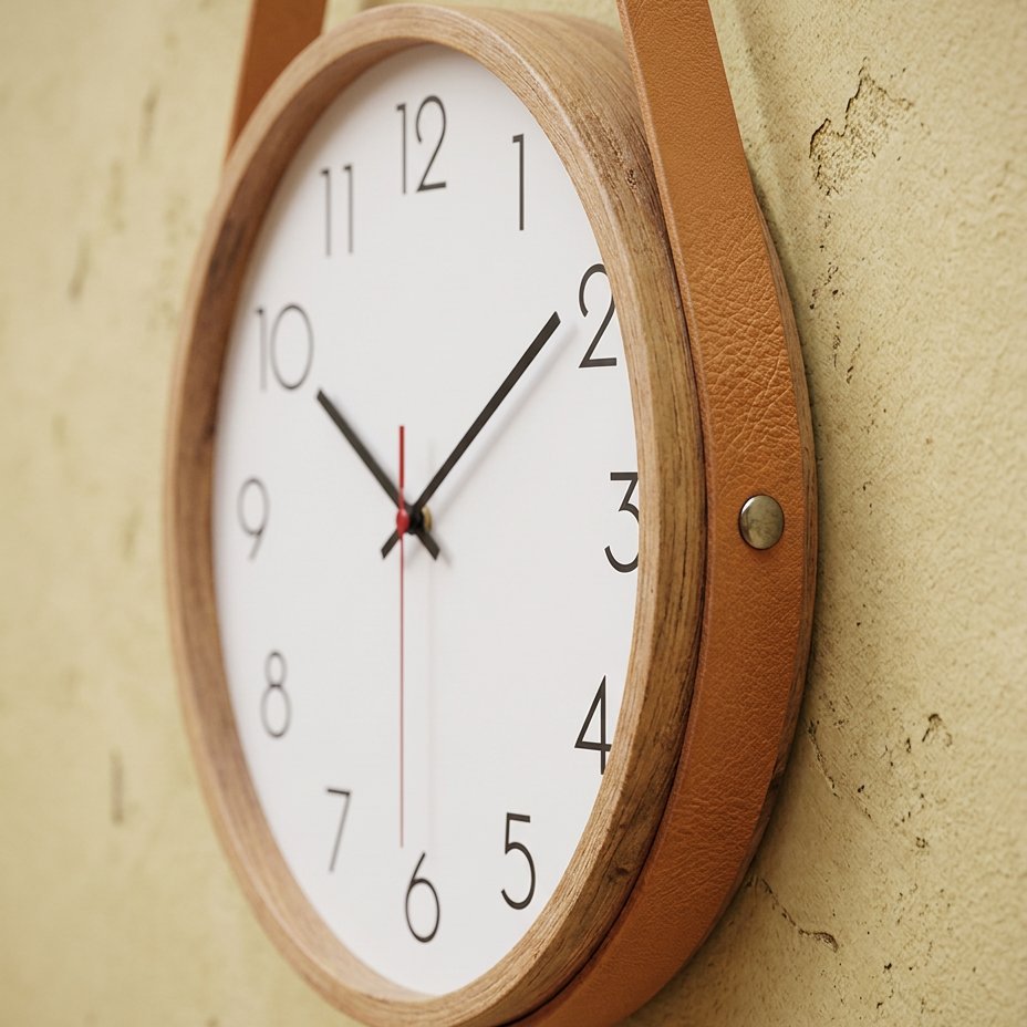 Hanging Leather Wall Clock – product view 4
