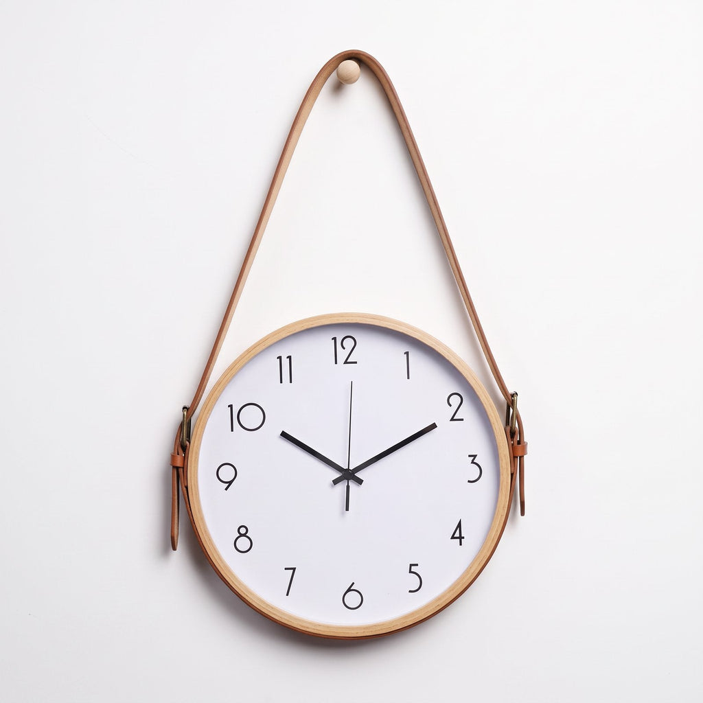 Hanging Leather Wall Clock – product view 5