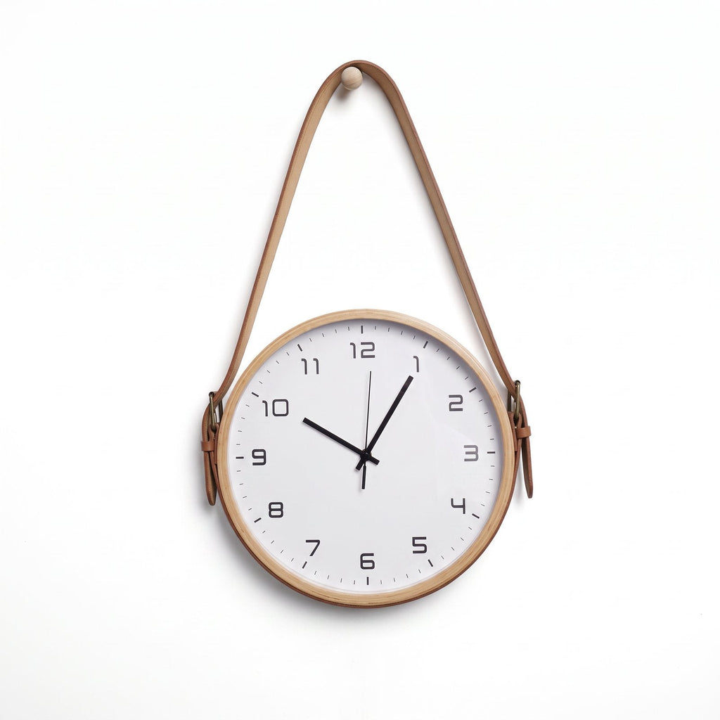 Hanging Leather Wall Clock – product view 6