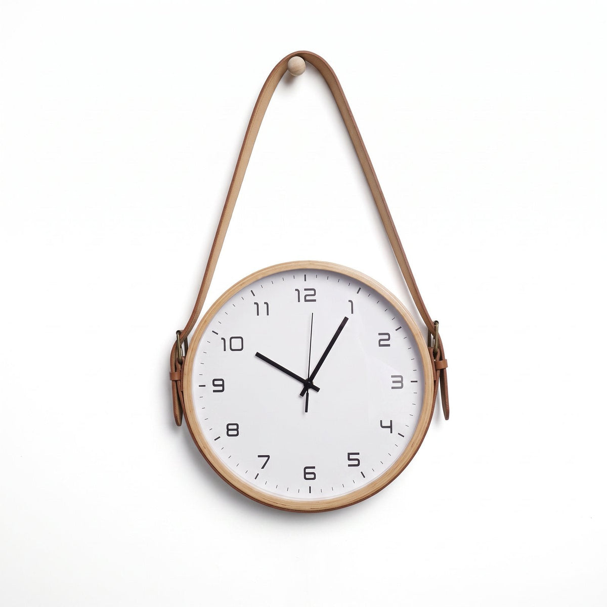 Hanging Leather Wall Clock – product view 6