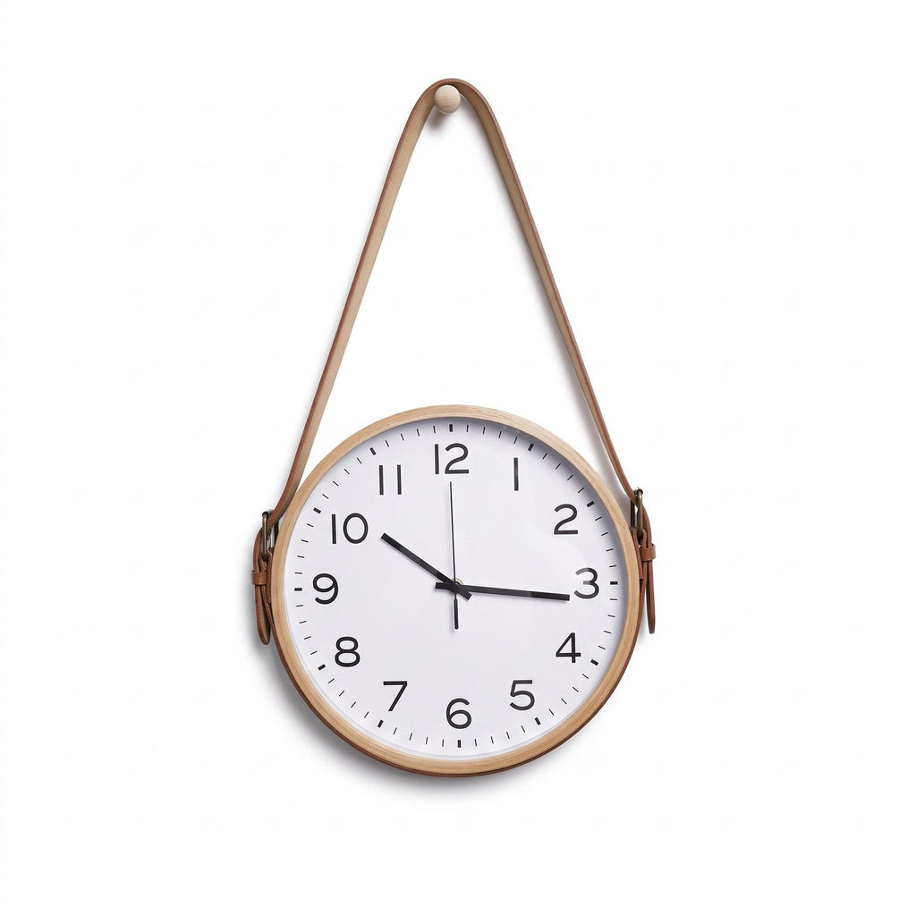 Hanging Leather Wall Clock – product view 7