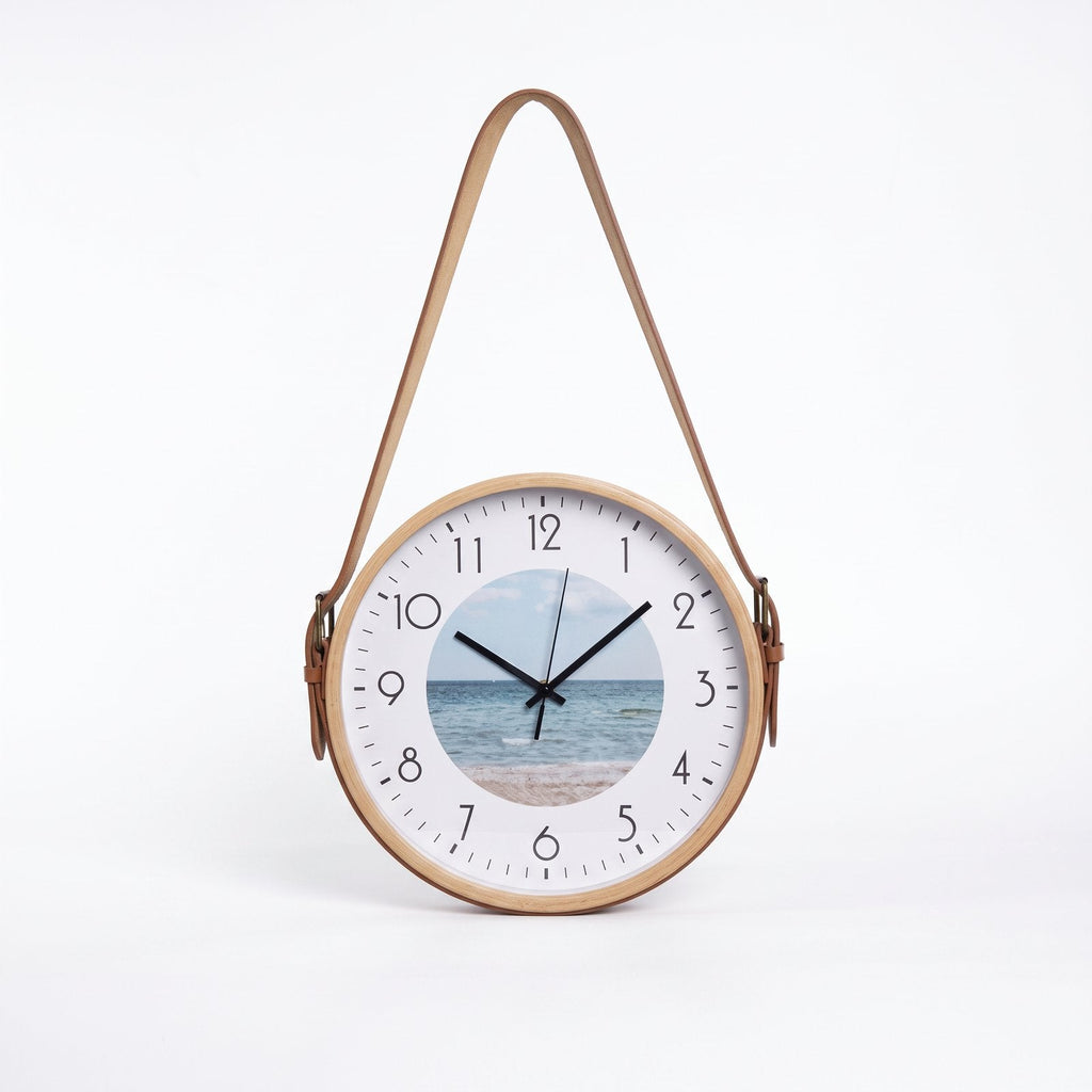 Hanging Leather Wall Clock – product view 10