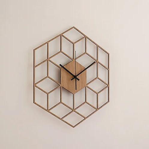 Hexagon Wood Wall Clock – product view 2