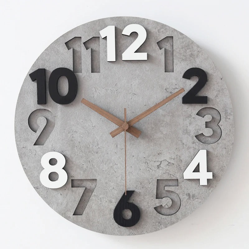 Wood-Effect 3D Numeral Wall Clock for UK interiors