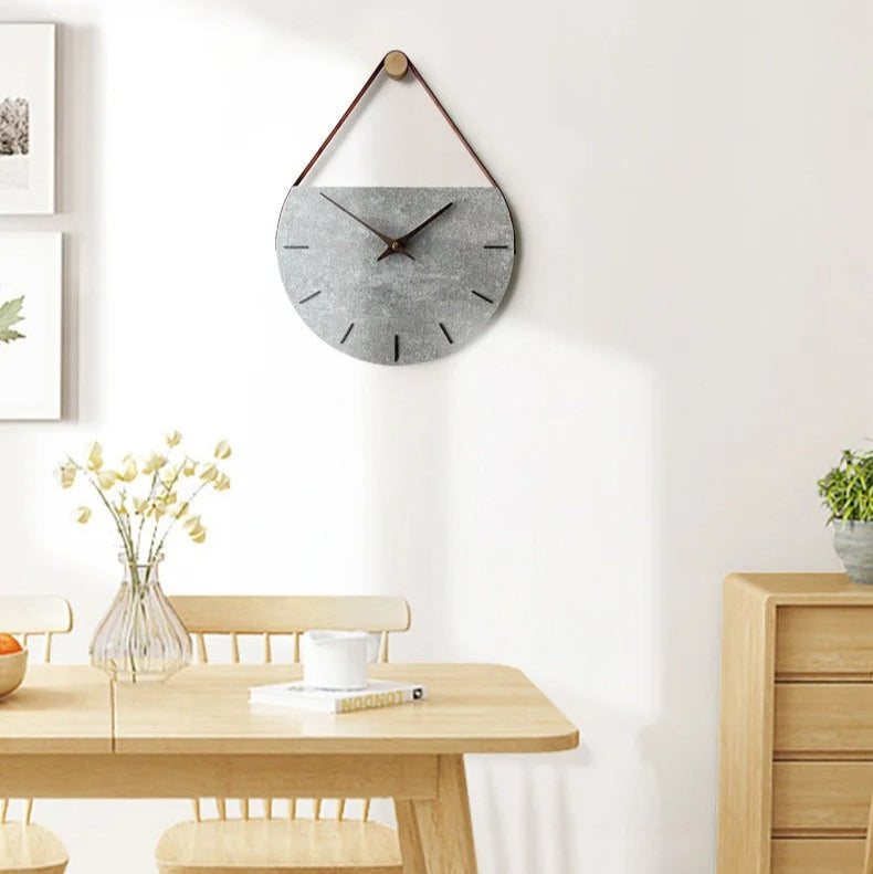 Leather Hanging Wall Clock for UK interiors