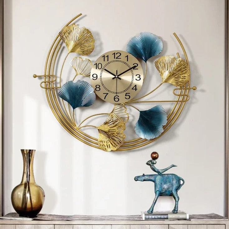 Golden Foliage Wall Clock for UK interiors