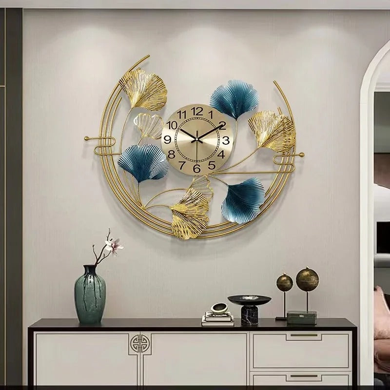 Golden Foliage Wall Clock for UK interiors