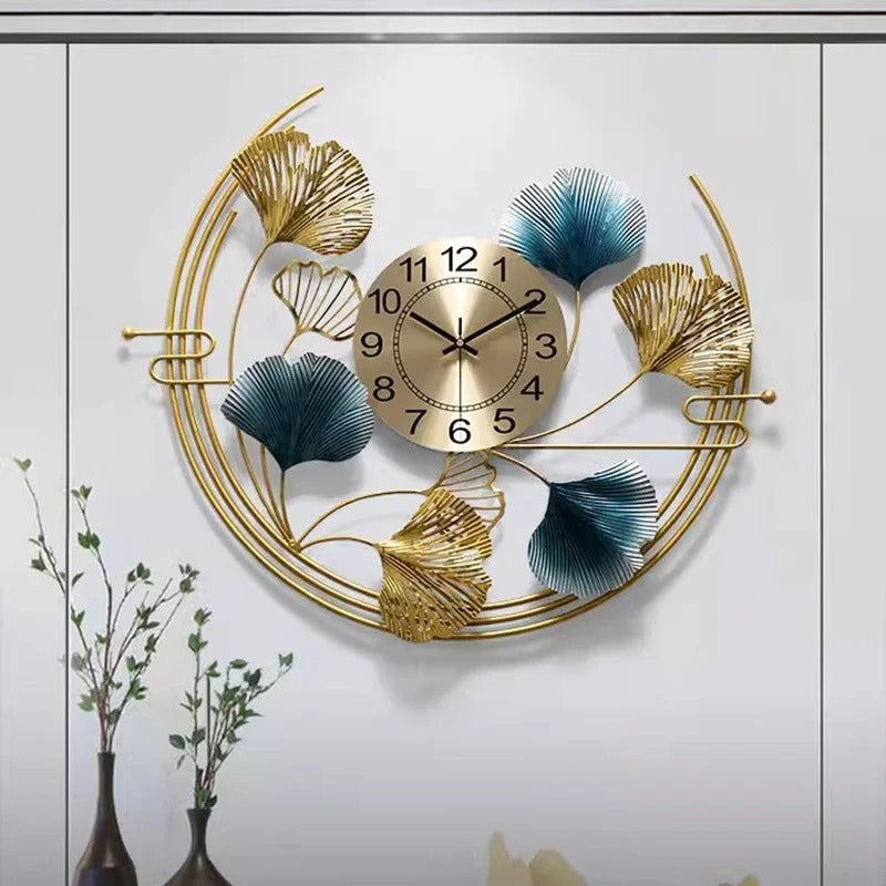 Golden Foliage Wall Clock for UK interiors