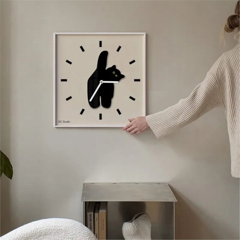 Black Cat Wall Clock for UK interiors