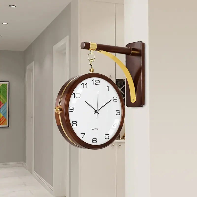 Double-Sided Living Room Wall Clock – White Black