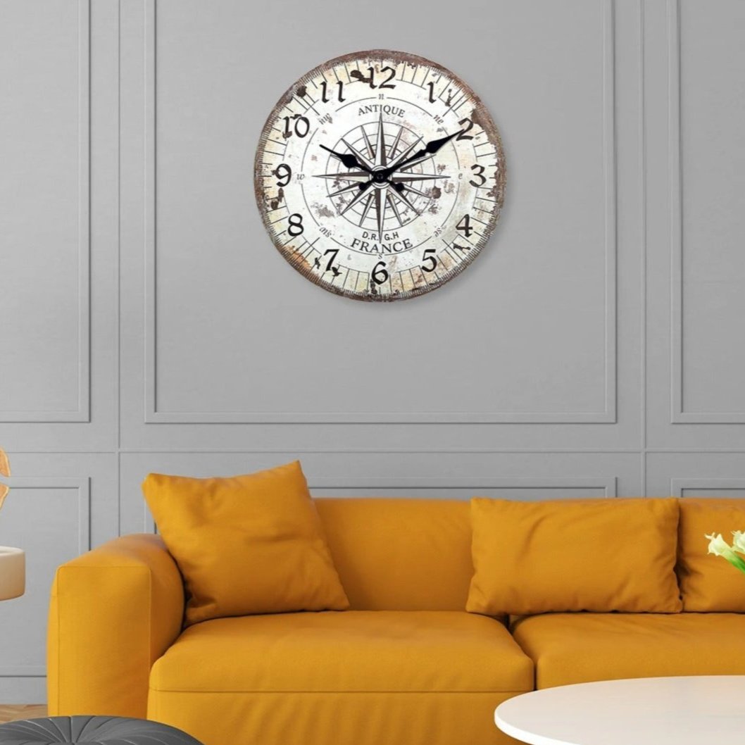 Antique Compass Wall Clock for UK interiors