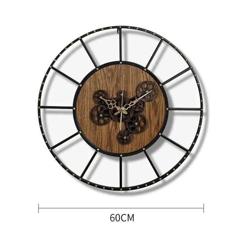 Natural Wood Cog Industrial Wall Clock for UK interiors